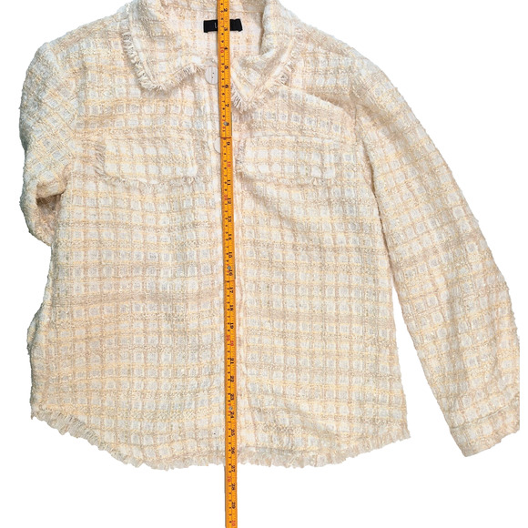 Lulu’s Ivory Tweed Knit Shacket – Size Small – Button Front Jacket - Picture 12 of 13